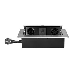 GNIAZDA MEBLOWE WPUSZCZANE W BLAT Z PŁASKIM FREZOWANYM RANTEM, ŁADOWARKĄ USB I PRZEWODEM 1,5M, 2X2P+Z, 2XUSB (TYP A+C 3,6A), SRE GNIAZDA MEBLOWE WPUSZCZANE W BLAT Z PŁASKIM FREZOWANYM RANTEM, ŁADOWARKĄ USB I PRZEWODEM 1,5M, 2X2P+Z, 2XUSB (TYP A+C 3,6A), SRE