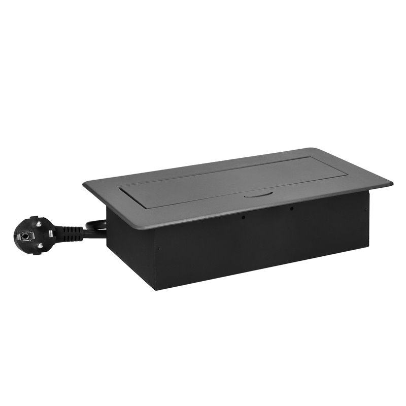 GNIAZDA MEBLOWE WPUSZCZANE W BLAT Z PŁASKIM FREZOWANYM RANTEM, ŁADOWARKĄ USB I PRZEWODEM 1,5M, 2X2P+Z, 2XUSB (TYP A+C 3,6A), GRA GNIAZDA MEBLOWE WPUSZCZANE W BLAT Z PŁASKIM FREZOWANYM RANTEM, ŁADOWARKĄ USB I PRZEWODEM 1,5M, 2X2P+Z, 2XUSB (TYP A+C 3,6A), GRA
