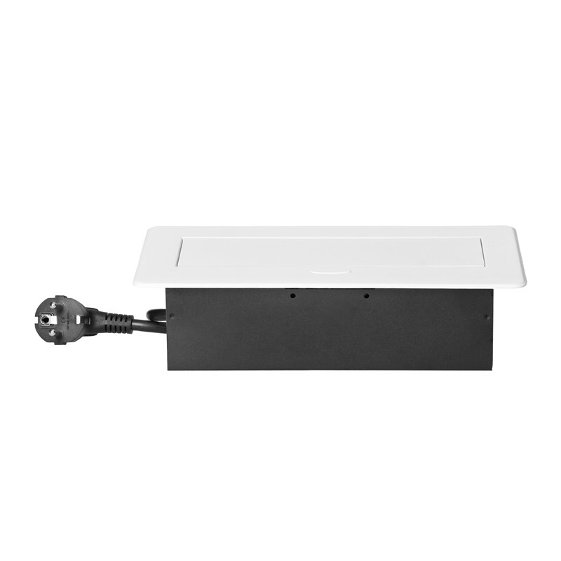 GNIAZDA MEBLOWE WPUSZCZANE W BLAT Z PŁASKIM FREZOWANYM RANTEM, ŁADOWARKĄ USB I PRZEWODEM 1,5M, 2X2P+Z, 2XUSB (TYP A+C 3,6A), BIA GNIAZDA MEBLOWE WPUSZCZANE W BLAT Z PŁASKIM FREZOWANYM RANTEM, ŁADOWARKĄ USB I PRZEWODEM 1,5M, 2X2P+Z, 2XUSB (TYP A+C 3,6A), BIA