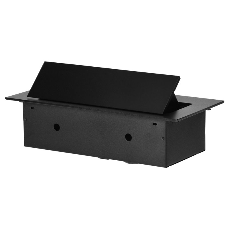 GNIAZDO MEBLOWE WPUSZCZANE W BLAT Z PŁASKIM RANTEM, 3X2P+Z (SCHUKO), CZARNE ORNO GNIAZDO MEBLOWE WPUSZCZANE W BLAT Z PŁASKIM RANTEM, 3X2P+Z (SCHUKO), CZARNE ORNO