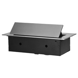 GNIAZDO MEBLOWE WPUSZCZANE W BLAT Z PŁASKIM RANTEM, 3X2P+Z (SCHUKO), SREBRNE ORNO GNIAZDO MEBLOWE WPUSZCZANE W BLAT Z PŁASKIM RANTEM, 3X2P+Z (SCHUKO), SREBRNE ORNO