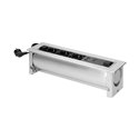 GNIAZDO MEBLOWE WPUSZCZANE W BLAT Z PŁASKIM FREZOWANYM RANTEM ORAZ ELEKTRYCZNYM OTWIERANIEM, 3X2P+Z (SCHUKO),2XNET,1XHDMI ORNO