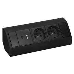 GNIAZDO MEBLOWE 2X2P+Z (SCHUKO), 2XUSB (TYP A+C 2,4A), CZARNE ORNO GNIAZDO MEBLOWE 2X2P+Z (SCHUKO), 2XUSB (TYP A+C 2,4A), CZARNE ORNO