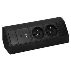 GNIAZDO MEBLOWE 2X2P+Z, 2XUSB (TYP A+C 2,4A), CZARNE ORNO GNIAZDO MEBLOWE 2X2P+Z, 2XUSB (TYP A+C 2,4A), CZARNE ORNO