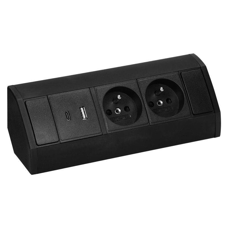 GNIAZDO MEBLOWE 2X2P+Z, 2XUSB (TYP A+C 2,4A), CZARNE ORNO GNIAZDO MEBLOWE 2X2P+Z, 2XUSB (TYP A+C 2,4A), CZARNE ORNO
