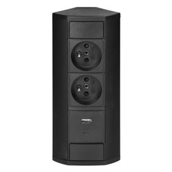 GNIAZDO MEBLOWE 2X2P+Z, 2XUSB (TYP A+C 2,4A), CZARNE ORNO GNIAZDO MEBLOWE 2X2P+Z, 2XUSB (TYP A+C 2,4A), CZARNE ORNO