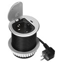 GNIAZDO MEBLOWE O6CM WPUSZCZANE W BLAT Z POKRYWKĄ, ŁADOWARKĄ USB I PRZEWODEM 1,9M, 1X2P+Z (SCHUKO), 1XUSB (TYP C 20W), SREBRNE O GNIAZDO MEBLOWE O6CM WPUSZCZANE W BLAT Z POKRYWKĄ, ŁADOWARKĄ USB I PRZEWODEM 1,9M, 1X2P+Z (SCHUKO), 1XUSB (TYP C 20W), SREBRNE O