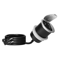 GNIAZDO MEBLOWE O6CM WPUSZCZANE W BLAT Z POKRYWKĄ, ŁADOWARKĄ USB I PRZEWODEM 1,9M, 1X2P+Z (SCHUKO), 1XUSB (TYP C 20W), SREBRNE O GNIAZDO MEBLOWE O6CM WPUSZCZANE W BLAT Z POKRYWKĄ, ŁADOWARKĄ USB I PRZEWODEM 1,9M, 1X2P+Z (SCHUKO), 1XUSB (TYP C 20W), SREBRNE O