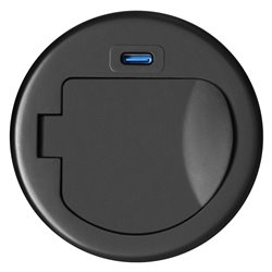 GNIAZDO MEBLOWE O6CM WPUSZCZANE W BLAT Z POKRYWKĄ, ŁADOWARKĄ USB I PRZEWODEM 1,9M, 1X2P+Z (SCHUKO), 1XUSB (TYP C 20W), CZARNE OR GNIAZDO MEBLOWE O6CM WPUSZCZANE W BLAT Z POKRYWKĄ, ŁADOWARKĄ USB I PRZEWODEM 1,9M, 1X2P+Z (SCHUKO), 1XUSB (TYP C 20W), CZARNE OR