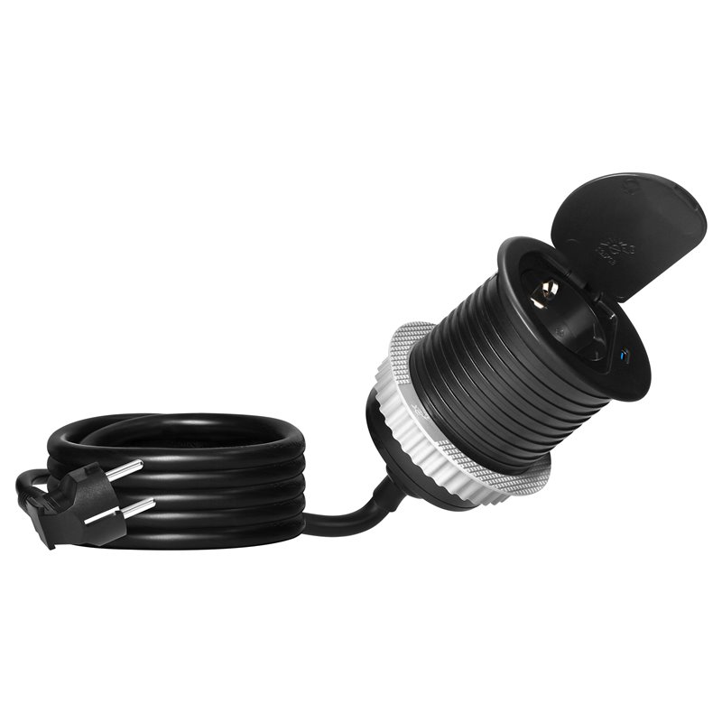 GNIAZDO MEBLOWE O6CM WPUSZCZANE W BLAT Z POKRYWKĄ, ŁADOWARKĄ USB I PRZEWODEM 1,9M, 1X2P+Z (SCHUKO), 1XUSB (TYP C 20W), CZARNE OR GNIAZDO MEBLOWE O6CM WPUSZCZANE W BLAT Z POKRYWKĄ, ŁADOWARKĄ USB I PRZEWODEM 1,9M, 1X2P+Z (SCHUKO), 1XUSB (TYP C 20W), CZARNE OR