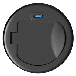 GNIAZDO MEBLOWE O6CM WPUSZCZANE W BLAT Z POKRYWKĄ, ŁADOWARKĄ USB I PRZEWODEM 1,9M, 1X2P+Z (FRENCH), 1XUSB (TYP C 20W), CZARNE OR GNIAZDO MEBLOWE O6CM WPUSZCZANE W BLAT Z POKRYWKĄ, ŁADOWARKĄ USB I PRZEWODEM 1,9M, 1X2P+Z (FRENCH), 1XUSB (TYP C 20W), CZARNE OR