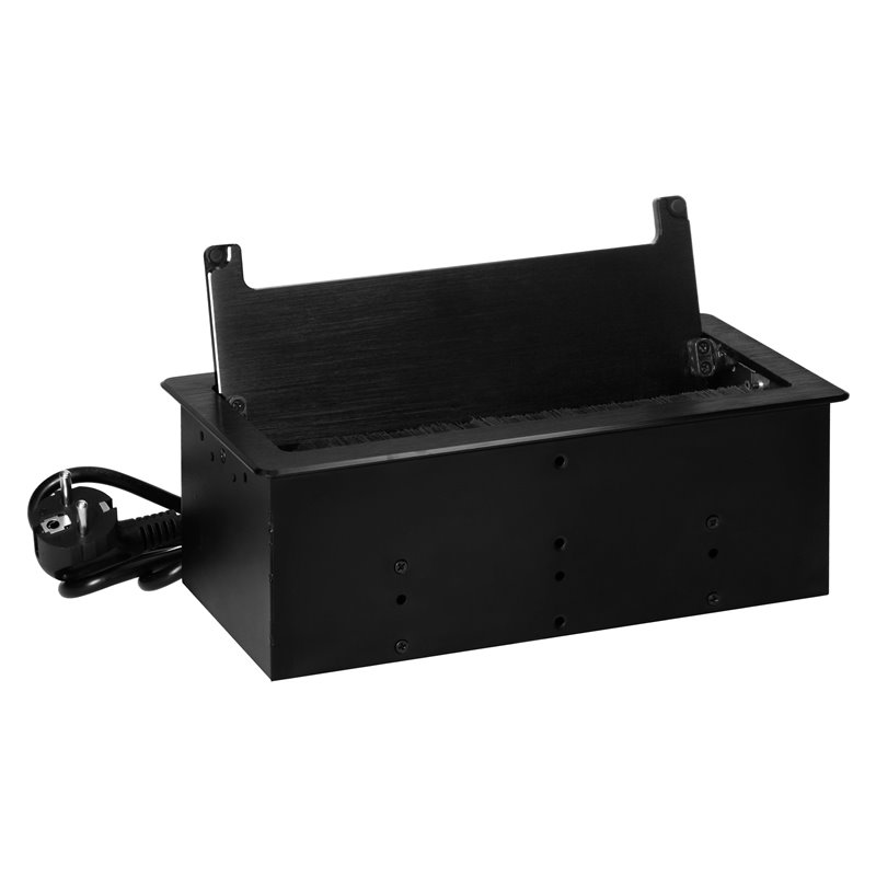 GNIAZDO MEBLOWE WPUSZCZANE W BLAT Z PŁASKIM FREZOWANYM RANTEM, SZCZOTKĄ PRZECIWKURZOWĄ I PRZEWODEM 1,5M, 2X2P+Z (FRENCH), 2XUSB GNIAZDO MEBLOWE WPUSZCZANE W BLAT Z PŁASKIM FREZOWANYM RANTEM, SZCZOTKĄ PRZECIWKURZOWĄ I PRZEWODEM 1,5M, 2X2P+Z (FRENCH), 2XUSB