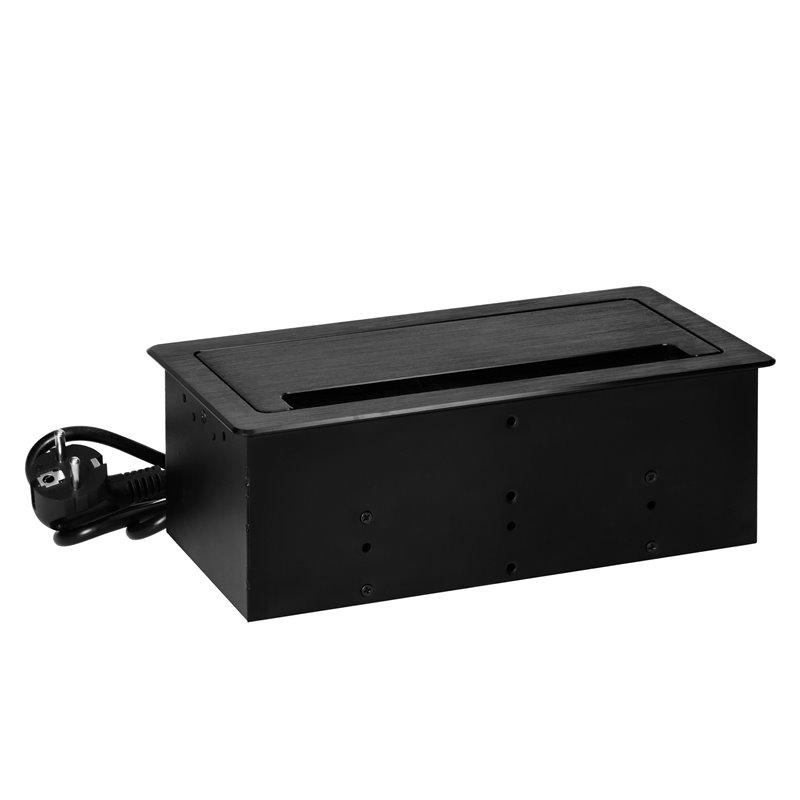 GNIAZDO MEBLOWE WPUSZCZANE W BLAT Z PŁASKIM FREZOWANYM RANTEM, SZCZOTKĄ PRZECIWKURZOWĄ I PRZEWODEM 1,5M, 2X2P+Z (FRENCH), 2XUSB GNIAZDO MEBLOWE WPUSZCZANE W BLAT Z PŁASKIM FREZOWANYM RANTEM, SZCZOTKĄ PRZECIWKURZOWĄ I PRZEWODEM 1,5M, 2X2P+Z (FRENCH), 2XUSB