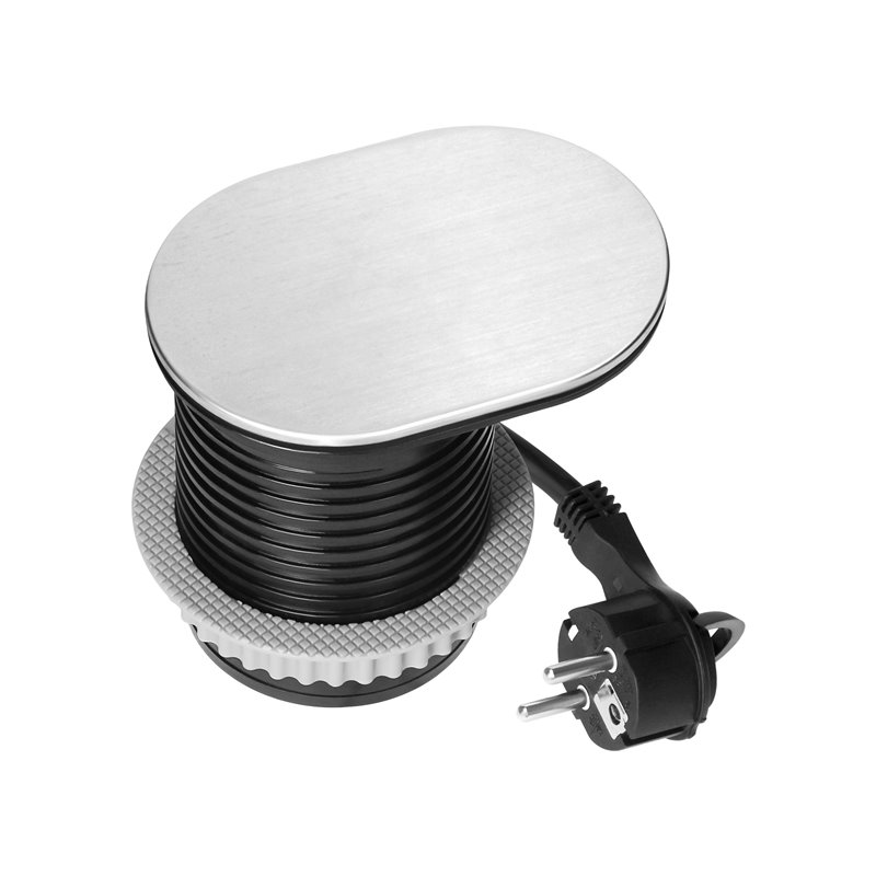 GNIAZDO MEBLOWE O6CM, WPUSZCZANE W BLAT Z PRZESUWNĄ POKRYWKĄ, ŁADOWARKĄ USB I PRZEWODEM 1,9M, 1X2P+Z (SCHUKO), 2XUSB (TYP A+C PD GNIAZDO MEBLOWE O6CM, WPUSZCZANE W BLAT Z PRZESUWNĄ POKRYWKĄ, ŁADOWARKĄ USB I PRZEWODEM 1,9M, 1X2P+Z (SCHUKO), 2XUSB (TYP A+C PD