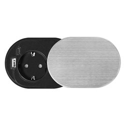 GNIAZDO MEBLOWE O6CM, WPUSZCZANE W BLAT Z PRZESUWNĄ POKRYWKĄ, ŁADOWARKĄ USB I PRZEWODEM 1,9M, 1X2P+Z (SCHUKO), 2XUSB (TYP A+C PD GNIAZDO MEBLOWE O6CM, WPUSZCZANE W BLAT Z PRZESUWNĄ POKRYWKĄ, ŁADOWARKĄ USB I PRZEWODEM 1,9M, 1X2P+Z (SCHUKO), 2XUSB (TYP A+C PD