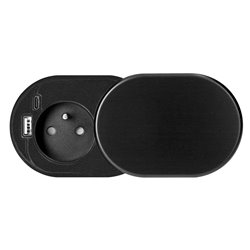 GNIAZDO MEBLOWE O6CM, WPUSZCZANE W BLAT Z PRZESUWNĄ POKRYWKĄ, ŁADOWARKĄ USB I PRZEWODEM 1,9M, 1X2P+Z (FRENCH), 2XUSB (TYP A+C PD GNIAZDO MEBLOWE O6CM, WPUSZCZANE W BLAT Z PRZESUWNĄ POKRYWKĄ, ŁADOWARKĄ USB I PRZEWODEM 1,9M, 1X2P+Z (FRENCH), 2XUSB (TYP A+C PD