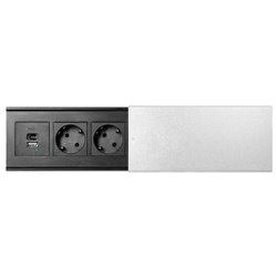 GNIAZDO MEBLOWE Z PRZESUWNĄ POKRYWĄ, 2X2P+Z (SCHUKO), USB A+C, SREBRNE ORNO GNIAZDO MEBLOWE Z PRZESUWNĄ POKRYWĄ, 2X2P+Z (SCHUKO), USB A+C, SREBRNE ORNO
