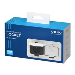 HERMETYCZNE GNIAZDO ELEKTRYCZNE PODWÓJNE, PROSTOKĄTNE, IP55, SREBRNE ORNO HERMETYCZNE GNIAZDO ELEKTRYCZNE PODWÓJNE, PROSTOKĄTNE, IP55, SREBRNE ORNO