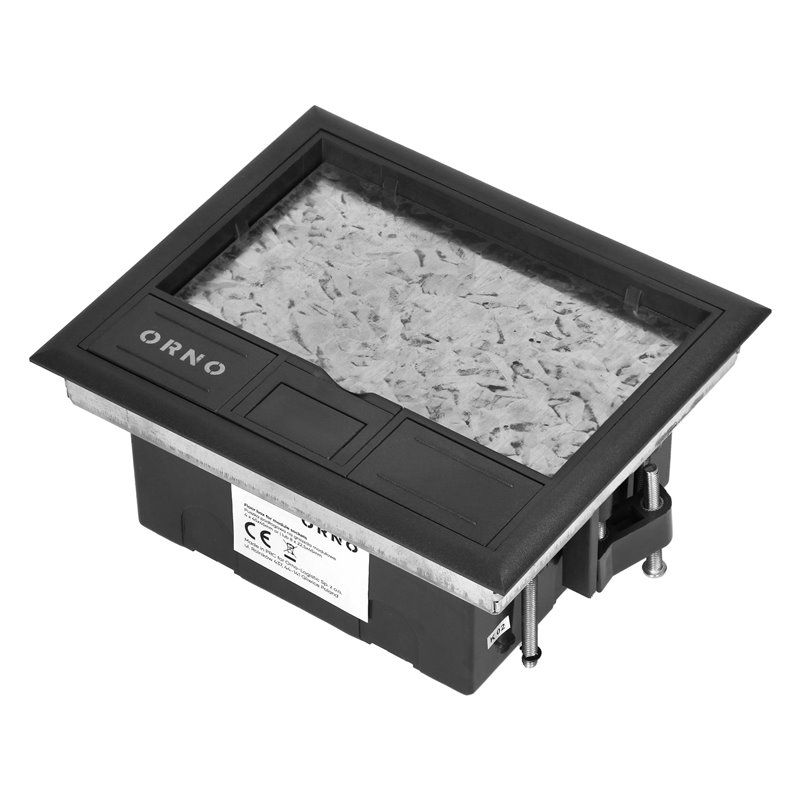PUSZKA PODŁOGOWA NA GNIAZDA MODUŁOWE 4 X 45X45MM LUB 8 X 22,5X45MM, POKRYWA: MATERIAŁ WŁASNY, CZARNA ORNO