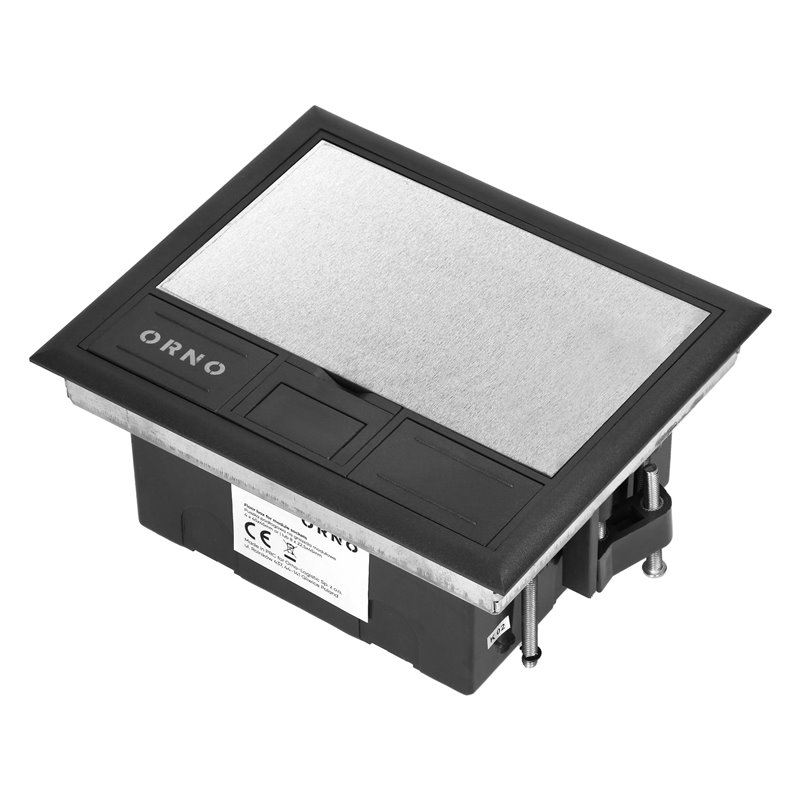 PUSZKA PODŁOGOWA NA GNIAZDA MODUŁOWE 4 X 45X45MM LUB 8 X 22,5X45MM, POKRYWA: STAL NIERDZEWNA, CZARNA ORNO