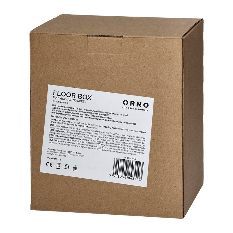 PUSZKA PODŁOGOWA NA GNIAZDA MODUŁOWE 4 X 45X45MM LUB 8 X 22,5X45MM, POKRYWA: STAL NIERDZEWNA, CZARNA ORNO PUSZKA PODŁOGOWA NA GNIAZDA MODUŁOWE 4 X 45X45MM LUB 8 X 22,5X45MM, POKRYWA: STAL NIERDZEWNA, CZARNA ORNO