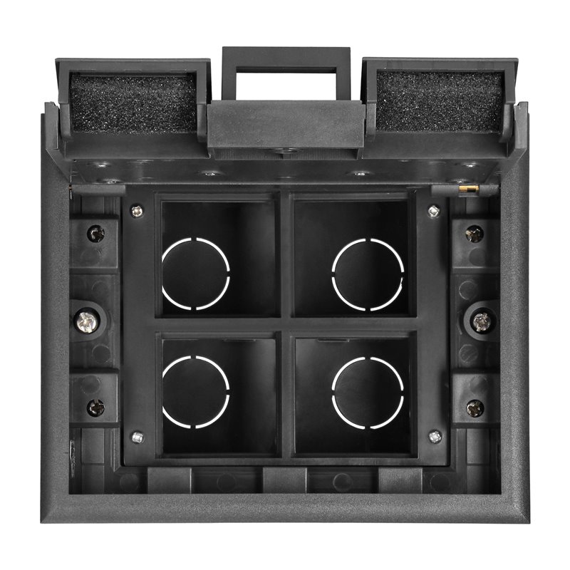 PUSZKA PODŁOGOWA NA GNIAZDA MODUŁOWE 4 X 45X45MM LUB 8 X 22,5X45MM, POKRYWA: STAL NIERDZEWNA, CZARNA ORNO PUSZKA PODŁOGOWA NA GNIAZDA MODUŁOWE 4 X 45X45MM LUB 8 X 22,5X45MM, POKRYWA: STAL NIERDZEWNA, CZARNA ORNO