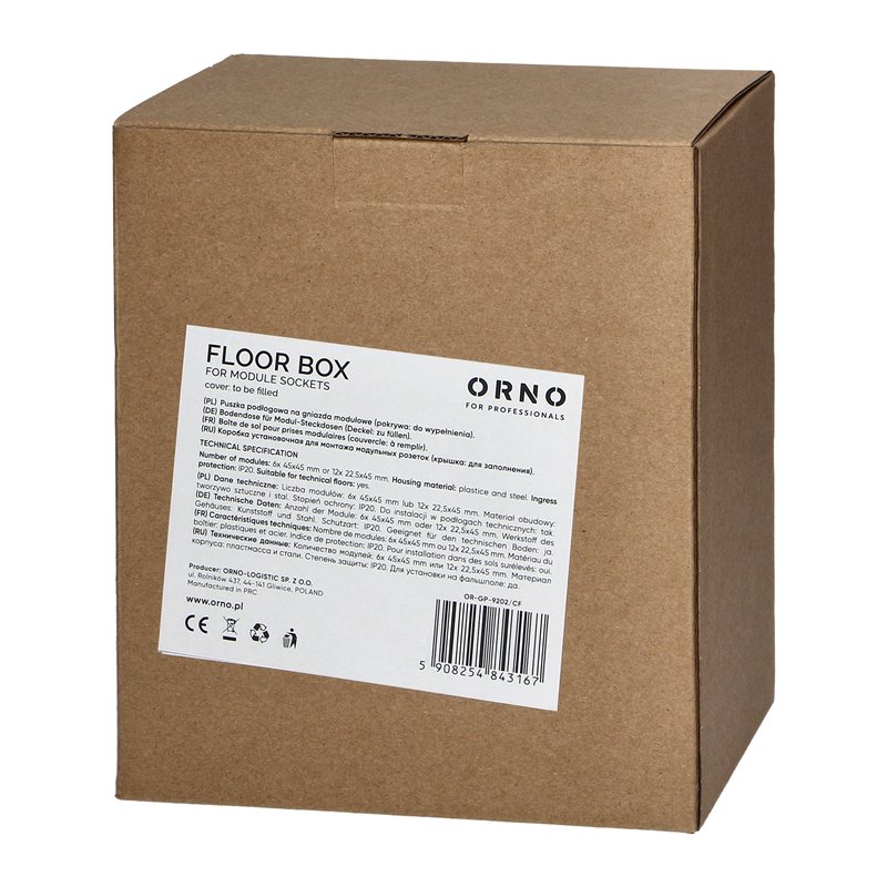PUSZKA PODŁOGOWA NA GNIAZDA MODUŁOWE 6 X 45X45MM LUB 12 X 22,5X45MM, POKRYWA: MATERIAŁ WŁASNY, CZARNA ORNO PUSZKA PODŁOGOWA NA GNIAZDA MODUŁOWE 6 X 45X45MM LUB 12 X 22,5X45MM, POKRYWA: MATERIAŁ WŁASNY, CZARNA ORNO