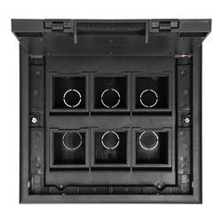 PUSZKA PODŁOGOWA NA GNIAZDA MODUŁOWE 6 X 45X45MM LUB 12 X 22,5X45MM, POKRYWA: MATERIAŁ WŁASNY, CZARNA ORNO PUSZKA PODŁOGOWA NA GNIAZDA MODUŁOWE 6 X 45X45MM LUB 12 X 22,5X45MM, POKRYWA: MATERIAŁ WŁASNY, CZARNA ORNO