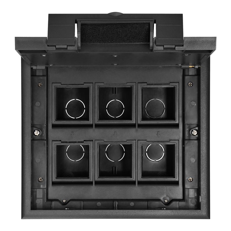 PUSZKA PODŁOGOWA NA GNIAZDA MODUŁOWE 6 X 45X45MM LUB 12 X 22,5X45MM, POKRYWA: PLASTIK, CZARNA ORNO PUSZKA PODŁOGOWA NA GNIAZDA MODUŁOWE 6 X 45X45MM LUB 12 X 22,5X45MM, POKRYWA: PLASTIK, CZARNA ORNO