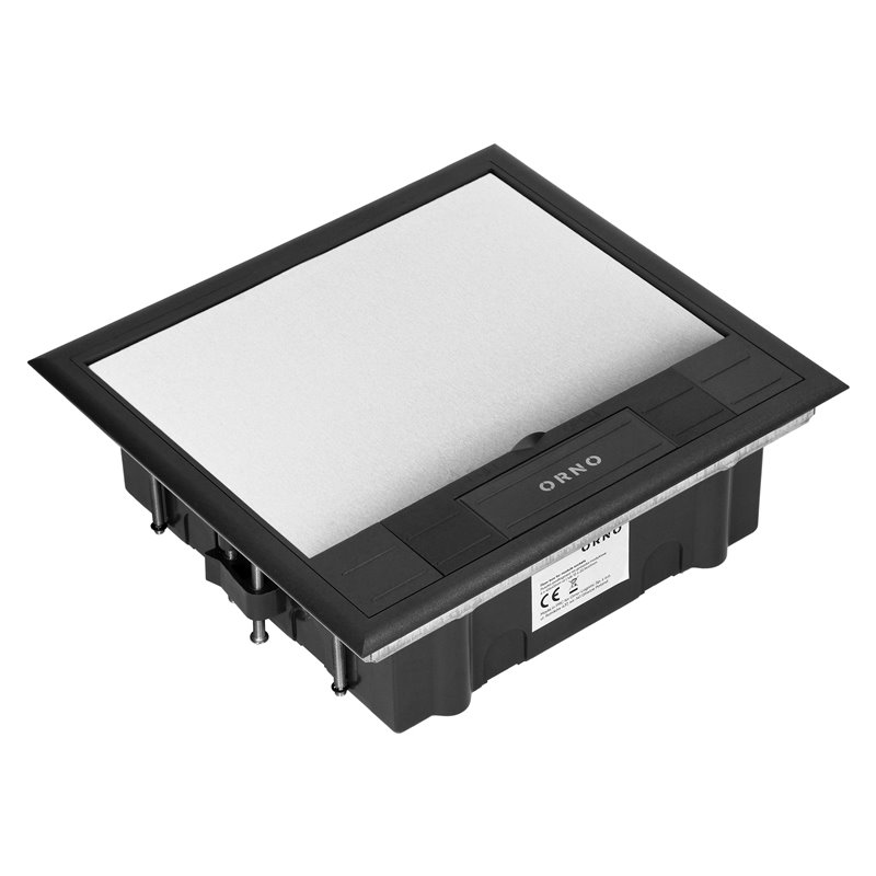 PUSZKA PODŁOGOWA NA GNIAZDA MODUŁOWE 6 X 45X45MM LUB 12 X 22,5X45MM, POKRYWA: STAL NIERDZEWNA, CZARNA ORNO PUSZKA PODŁOGOWA NA GNIAZDA MODUŁOWE 6 X 45X45MM LUB 12 X 22,5X45MM, POKRYWA: STAL NIERDZEWNA, CZARNA ORNO