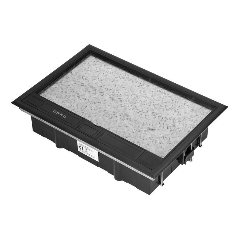 PUSZKA PODŁOGOWA NA GNIAZDA MODUŁOWE 8 X 45X45MM LUB 16 X 22,5X45MM, POKRYWA: MATERIAŁ WŁASNY, CZARNA ORNO