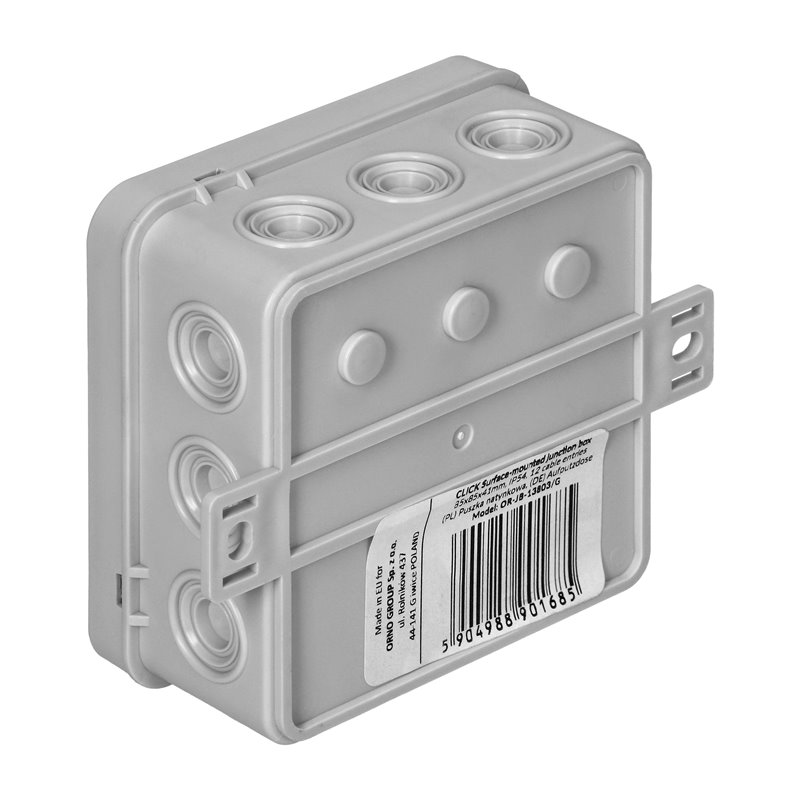 PUSZKA N/T CLICK, IP54, 12 PRZEPUSTÓW, 85X85X41MM, SZARA ORNO PUSZKA N/T CLICK, IP54, 12 PRZEPUSTÓW, 85X85X41MM, SZARA ORNO