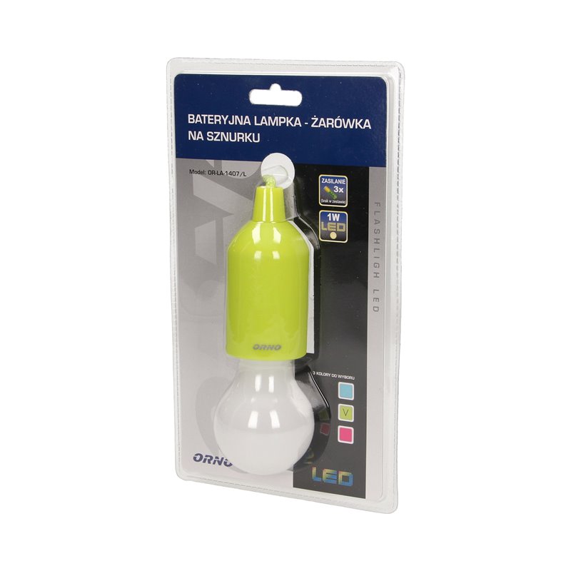 BATERYJNA LAMPKA NOCNA NA SZNURKU 1W LED, 3 X AAA, LIMONKOWA ORNO BATERYJNA LAMPKA NOCNA NA SZNURKU 1W LED, 3 X AAA, LIMONKOWA ORNO