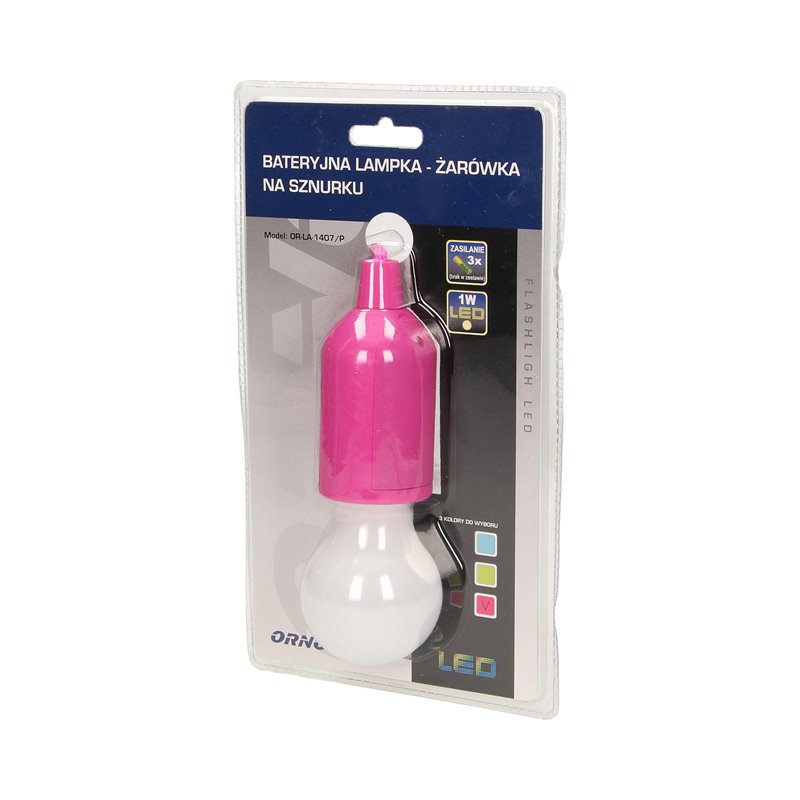 BATERYJNA LAMPKA NOCNA NA SZNURKU 1W LED, 3 X AAA, RÓŻOWA ORNO BATERYJNA LAMPKA NOCNA NA SZNURKU 1W LED, 3 X AAA, RÓŻOWA ORNO