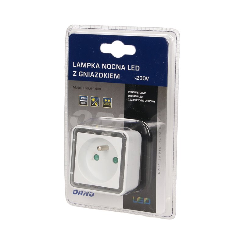 LAMKA NOCNA LED Z GNIAZDEM SIECIOWYM ORNO LAMKA NOCNA LED Z GNIAZDEM SIECIOWYM ORNO