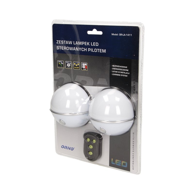 ZESTAW LAMPEK LED STEROWANYCH PILOTEM 3XAAA ORNO ZESTAW LAMPEK LED STEROWANYCH PILOTEM 3XAAA ORNO
