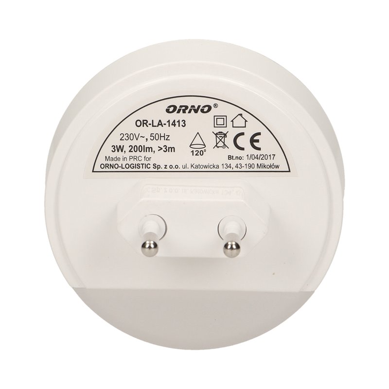 LAMPKA NOCNA LED Z CZUJNIKIEM RUCHU, Z FUNKCJĄ KORYTARZOWĄ 0,2W/3W, 200LM ORNO LAMPKA NOCNA LED Z CZUJNIKIEM RUCHU, Z FUNKCJĄ KORYTARZOWĄ 0,2W/3W, 200LM ORNO