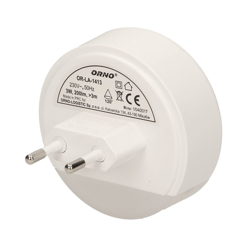 LAMPKA NOCNA LED Z CZUJNIKIEM RUCHU, Z FUNKCJĄ KORYTARZOWĄ 0,2W/3W, 200LM ORNO LAMPKA NOCNA LED Z CZUJNIKIEM RUCHU, Z FUNKCJĄ KORYTARZOWĄ 0,2W/3W, 200LM ORNO
