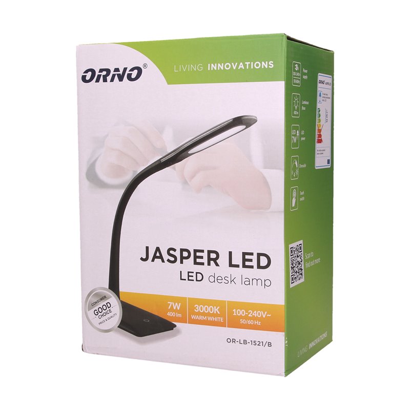JASPER LED 7W, LAMPKA BIURKOWA, 400LM, 3000K, BIAŁA ORNO JASPER LED 7W, LAMPKA BIURKOWA, 400LM, 3000K, BIAŁA ORNO