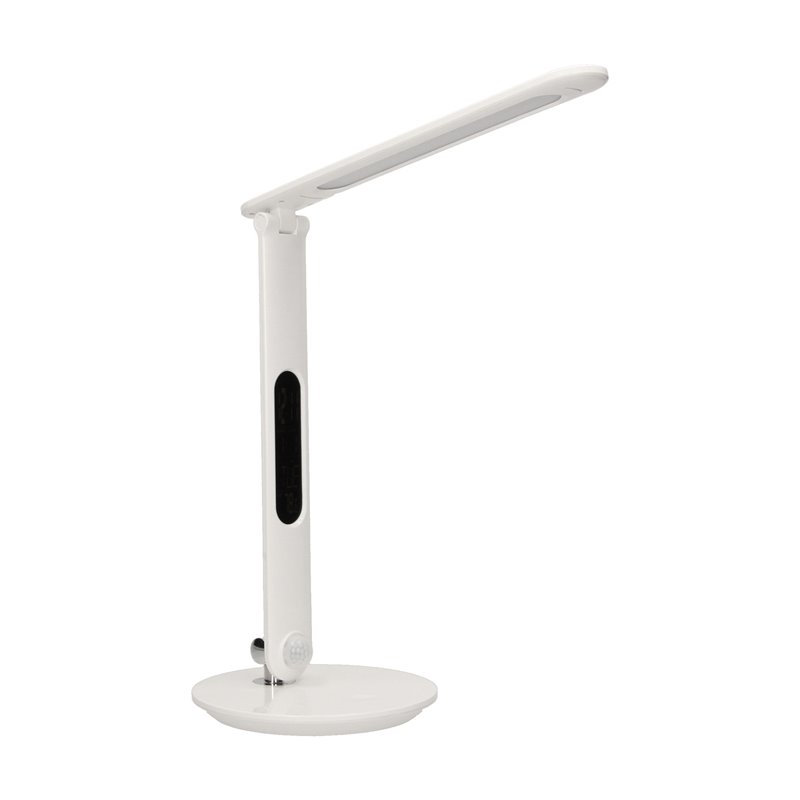 CRYSTAL LED 6,5W, LAMPKA BIURKOWA Z BUDZIKIEM, CZUJNIKIEM RUCHU I ŁADOWARKĄ USB, 500LM, 4000K, BIAŁA ORNO CRYSTAL LED 6,5W, LAMPKA BIURKOWA Z BUDZIKIEM, CZUJNIKIEM RUCHU I ŁADOWARKĄ USB, 500LM, 4000K, BIAŁA ORNO