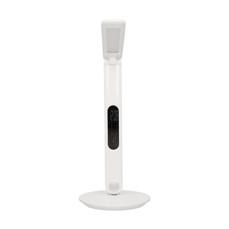 CRYSTAL LED 6,5W, LAMPKA BIURKOWA Z BUDZIKIEM, CZUJNIKIEM RUCHU I ŁADOWARKĄ USB, 500LM, 4000K, BIAŁA ORNO CRYSTAL LED 6,5W, LAMPKA BIURKOWA Z BUDZIKIEM, CZUJNIKIEM RUCHU I ŁADOWARKĄ USB, 500LM, 4000K, BIAŁA ORNO