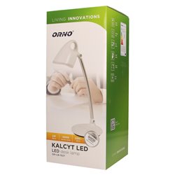 KALCYT LED 6W, LAMPKA BIURKOWA, 200LM, 4000K, WYŁĄCZNIK CZASOWY, BIAŁA ORNO KALCYT LED 6W, LAMPKA BIURKOWA, 200LM, 4000K, WYŁĄCZNIK CZASOWY, BIAŁA ORNO