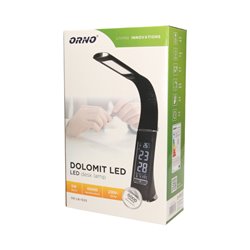 DOLOMIT LED 5W, LAMPKA BIURKOWA Z BUDZIKIEM, 300LM, 4000K, CZARNA ORNO DOLOMIT LED 5W, LAMPKA BIURKOWA Z BUDZIKIEM, 300LM, 4000K, CZARNA ORNO