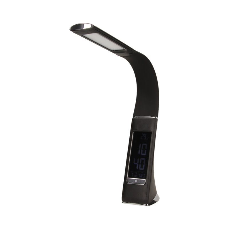 DOLOMIT LED 5W, LAMPKA BIURKOWA Z BUDZIKIEM, 300LM, 4000K, CZARNA ORNO DOLOMIT LED 5W, LAMPKA BIURKOWA Z BUDZIKIEM, 300LM, 4000K, CZARNA ORNO