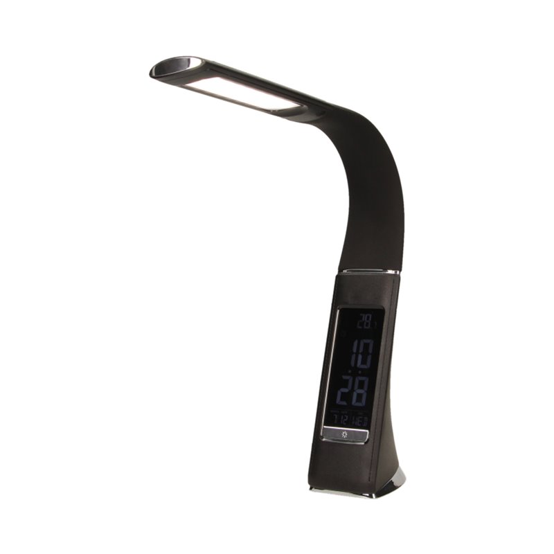 DOLOMIT LED 5W, LAMPKA BIURKOWA Z BUDZIKIEM, 300LM, 4000K, CZARNA ORNO DOLOMIT LED 5W, LAMPKA BIURKOWA Z BUDZIKIEM, 300LM, 4000K, CZARNA ORNO