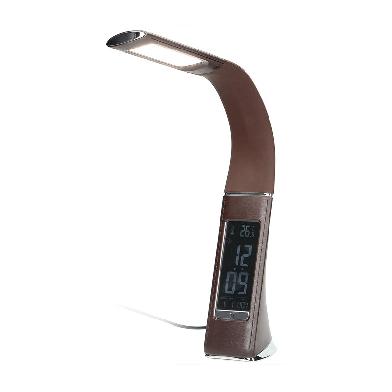 DOLOMIT LED 5W, LAMPKA BIURKOWA Z BUDZIKIEM, 300LM, 4000K, BRĄZOWA ORNO DOLOMIT LED 5W, LAMPKA BIURKOWA Z BUDZIKIEM, 300LM, 4000K, BRĄZOWA ORNO