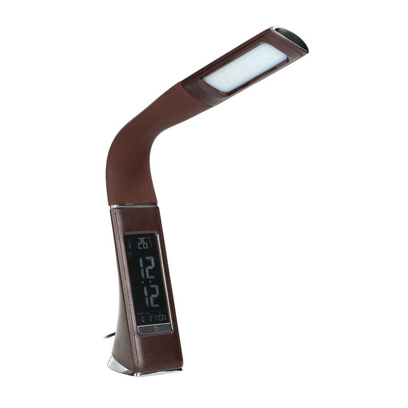 DOLOMIT LED 5W, LAMPKA BIURKOWA Z BUDZIKIEM, 300LM, 4000K, BRĄZOWA ORNO DOLOMIT LED 5W, LAMPKA BIURKOWA Z BUDZIKIEM, 300LM, 4000K, BRĄZOWA ORNO