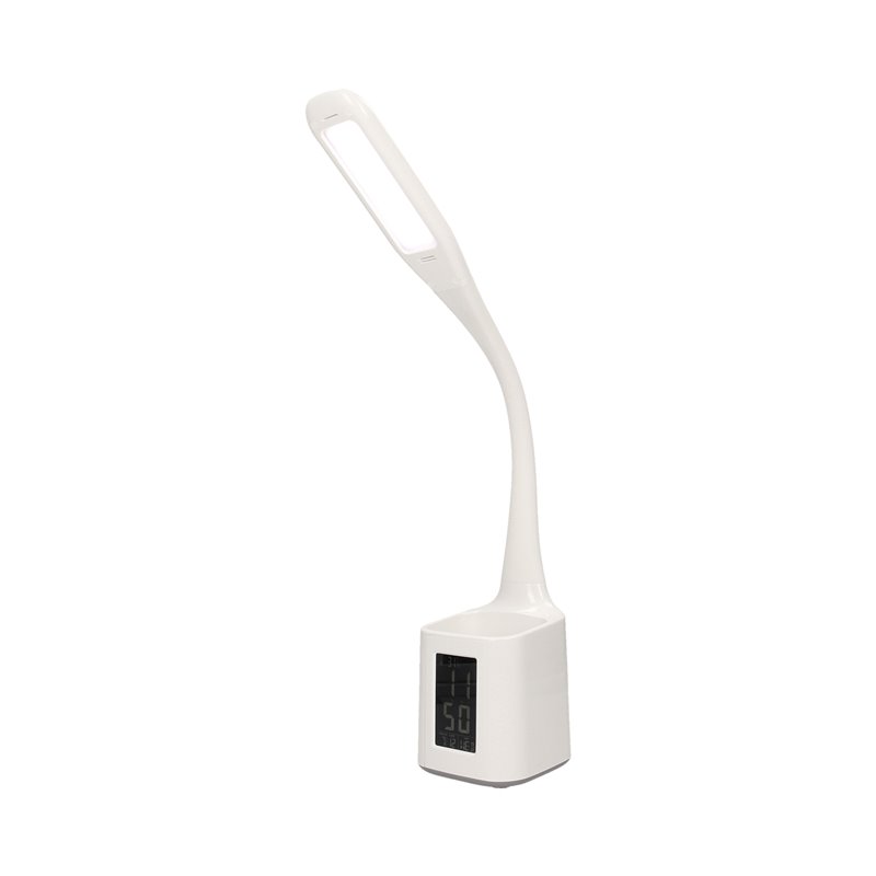 KORAL LED 6W, LAMPKA BIURKOWA Z POJEMNIKIEM NA DŁUGOPISY I BUDZIKIEM, 200LM, 4000K, BIAŁA ORNO KORAL LED 6W, LAMPKA BIURKOWA Z POJEMNIKIEM NA DŁUGOPISY I BUDZIKIEM, 200LM, 4000K, BIAŁA ORNO