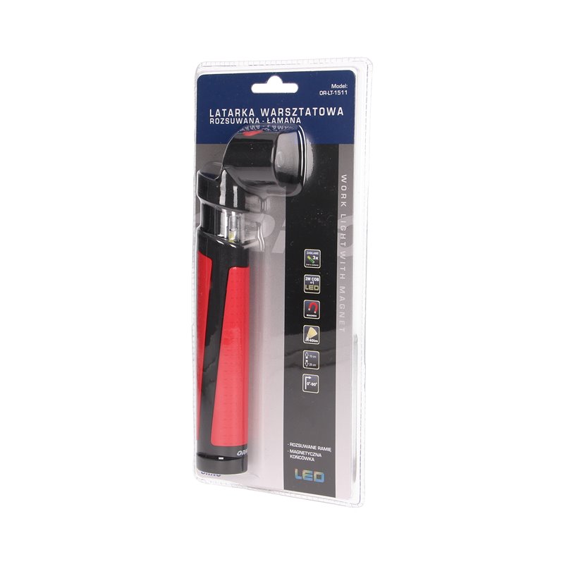 LATARKA WARSZTATOWA ROZSUWANA 19-28 CM, ŁAMANA 00-900, 2W COB+1 LED, 140LM, 3 X AAA, MAGNES ORNO LATARKA WARSZTATOWA ROZSUWANA 19-28 CM, ŁAMANA 00-900, 2W COB+1 LED, 140LM, 3 X AAA, MAGNES ORNO