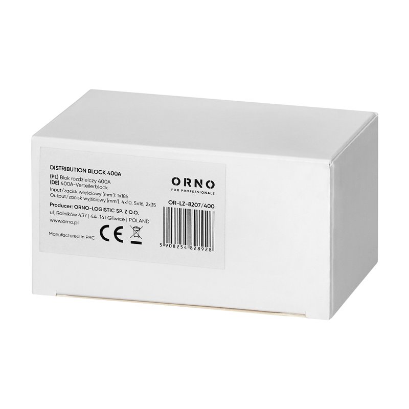 BLOK ROZDZIELCZY 400A, ZACISK WEJŚCIOWY 1X185MM2, ZACISKI WYJŚCIOWE 4X10 I 5X16 I 2X35MM2,WYGODNE MOCOWANIE NA SZYNIE DIN ORNO BLOK ROZDZIELCZY 400A, ZACISK WEJŚCIOWY 1X185MM2, ZACISKI WYJŚCIOWE 4X10 I 5X16 I 2X35MM2,WYGODNE MOCOWANIE NA SZYNIE DIN ORNO